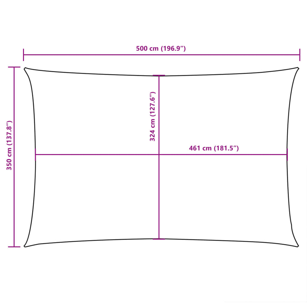 solsejl 3,5x5 m oxfordstof rektangulær brun