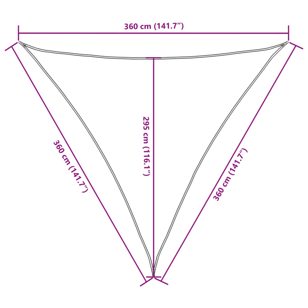 solsejl 3,6x3,6x3,6 m oxfordstof trekantet brun