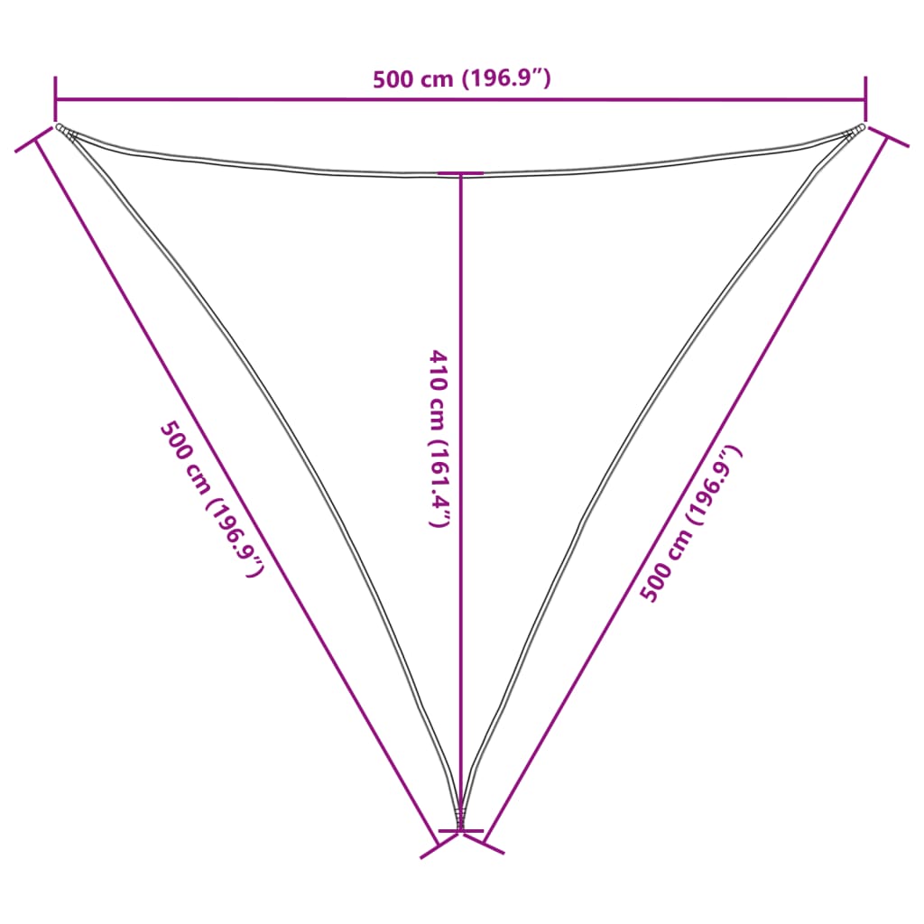 solsejl 5x5x5 m trekantet oxfordstof brun