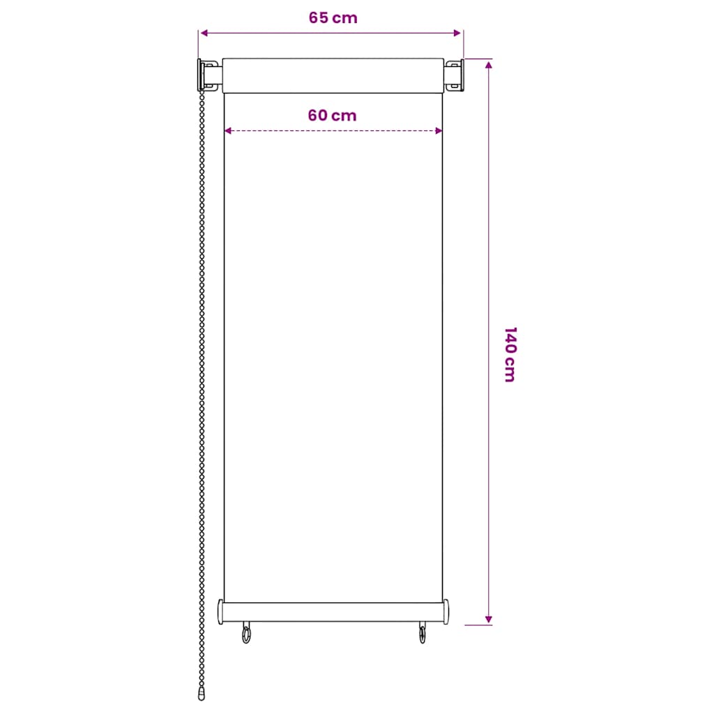 udendørs rullegardin 65 (B) x 140 (H) cm HDPE cremefarvet