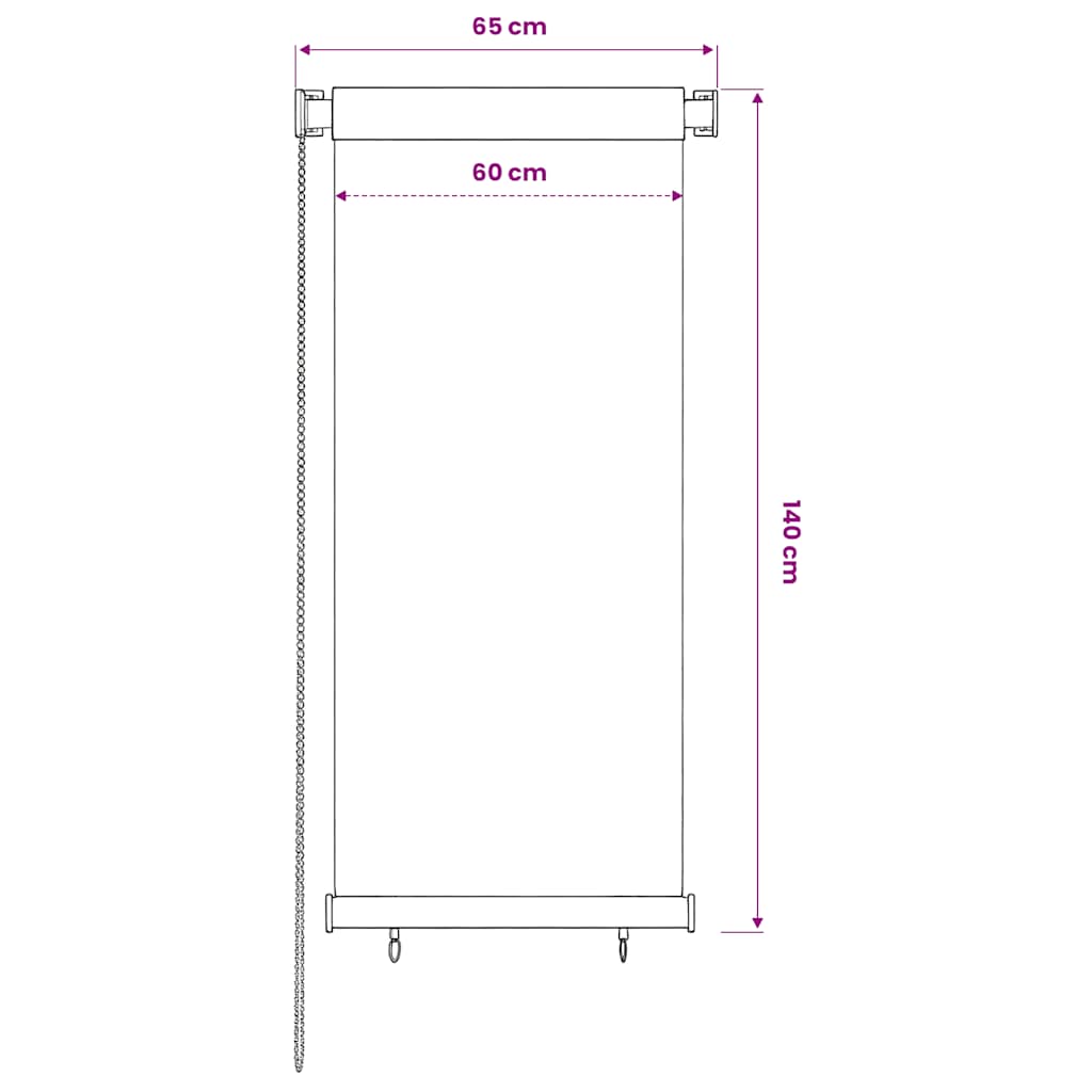 udendørs rullegardin 65 (B) x 140 (H) cm HDPE mørkegrøn