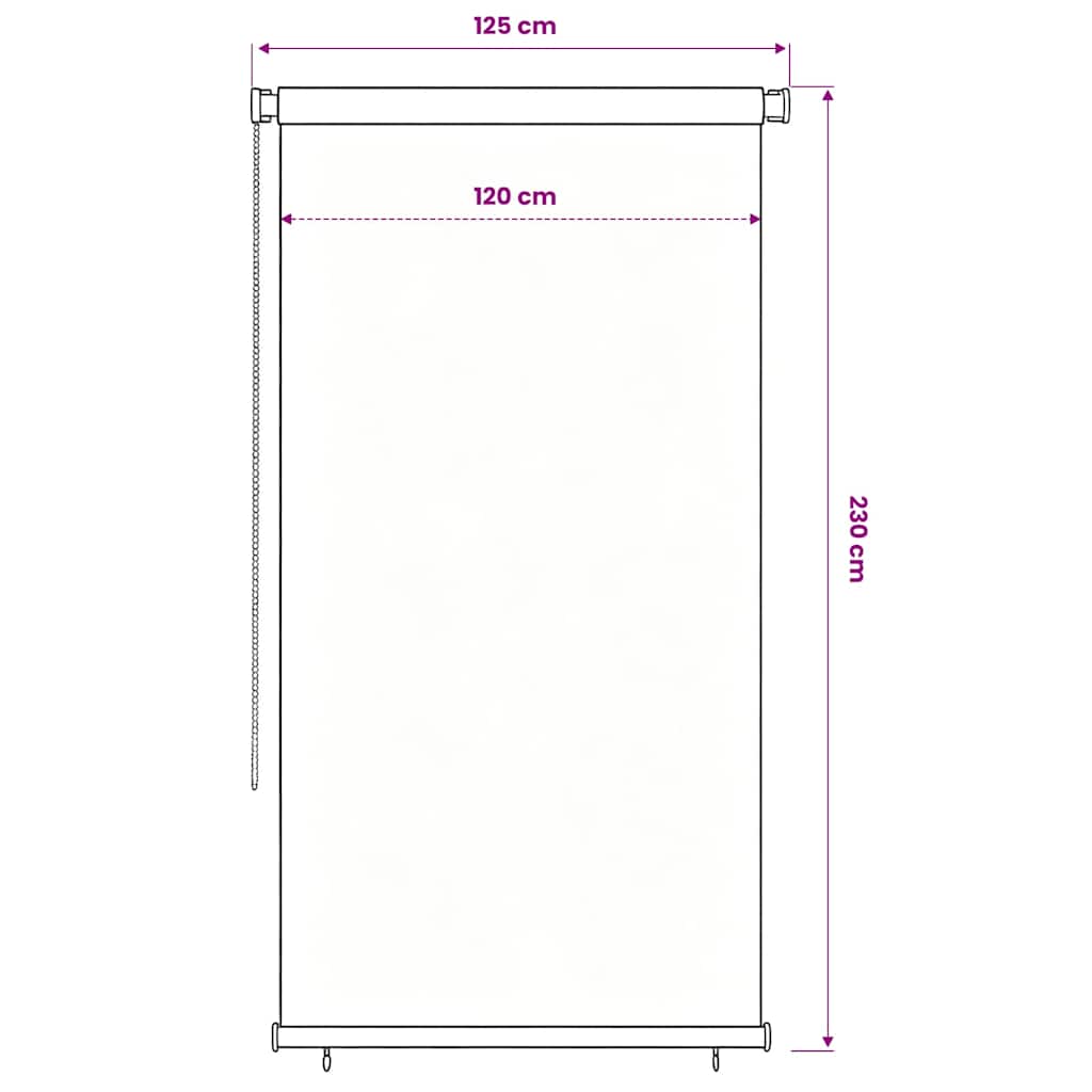 udendørs rullegardin 125 (B) x 230 (H) cm HDPE mørkegrøn