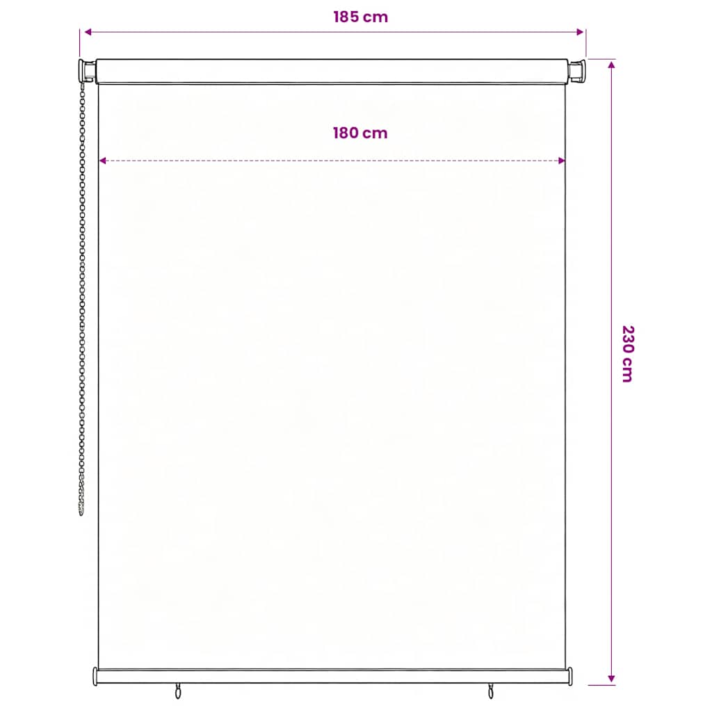 udendørs rullegardin 185 (B) x 230 (H) cm HDPE mørkegrøn