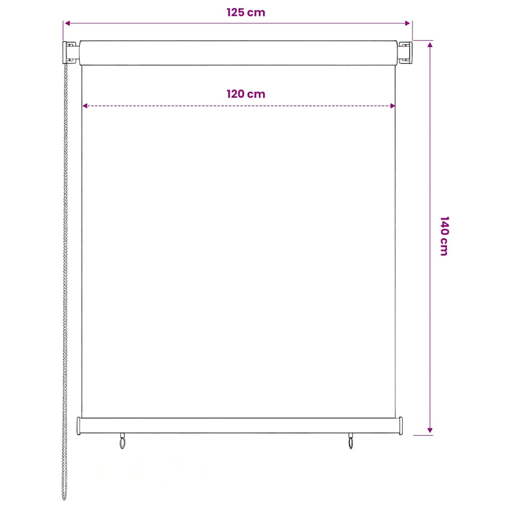 udendørs rullegardin 125 (B) x 140 (H) cm HDPE blå