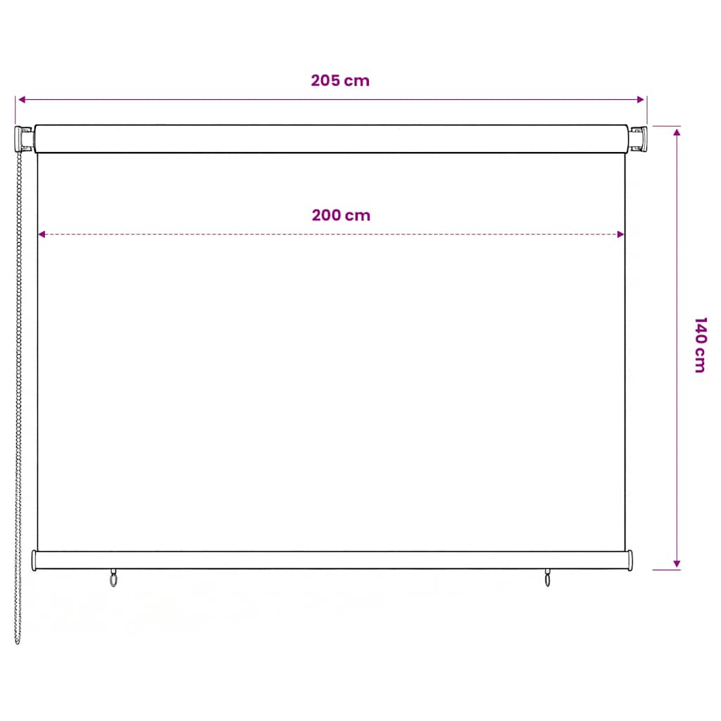 udendørs rullegardin 205 (B) x 140 (H) cm HDPE blå