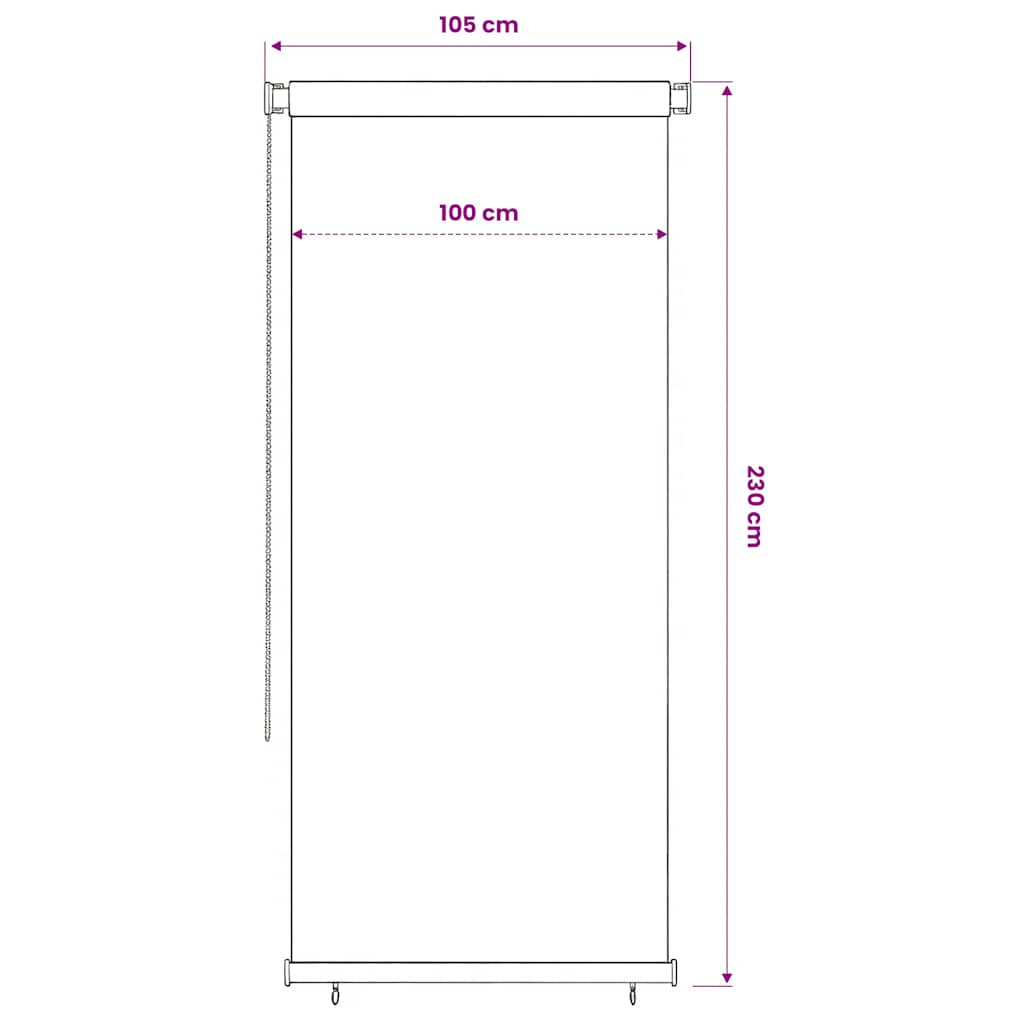 udendørs rullegardin 65 (B) x 230 (H) cm HDPE blå