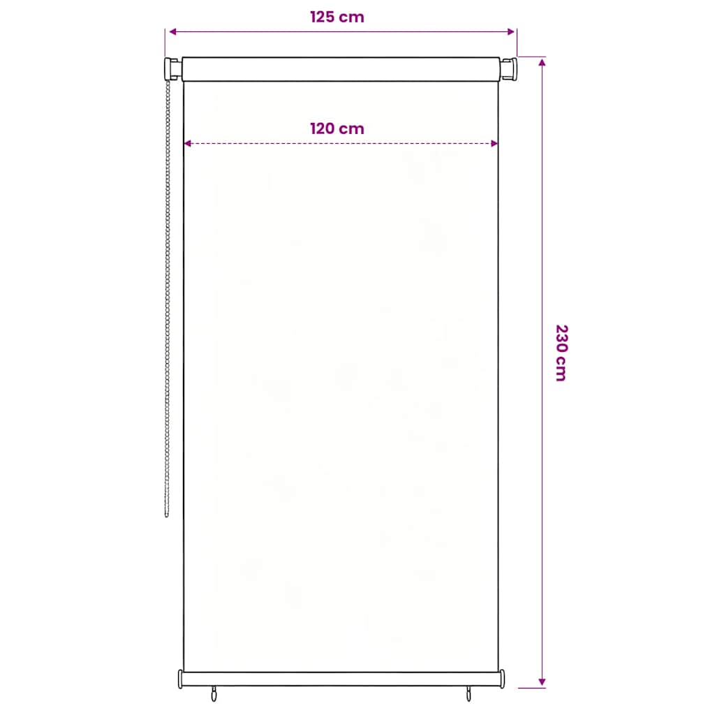 udendørs rullegardin 125 (B) x 230 (H) cm HDPE blå