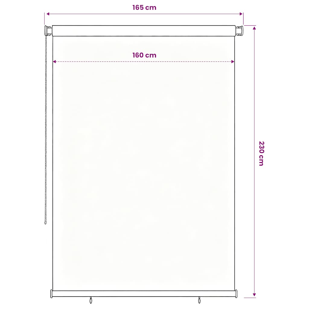 udendørs rullegardin 165 (B) x 230 (H) cm HDPE blå
