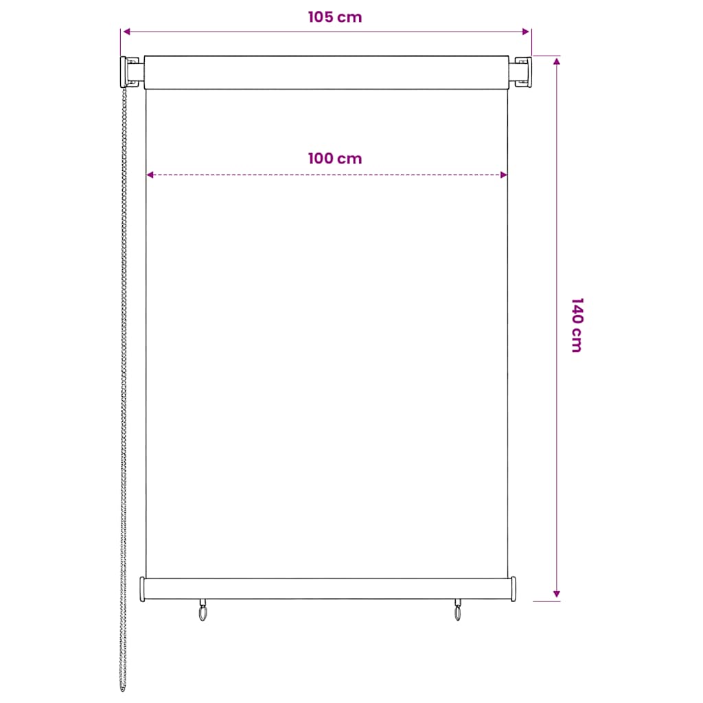 udendørs rullegardin 105 (B) x 140 (H) cm sort