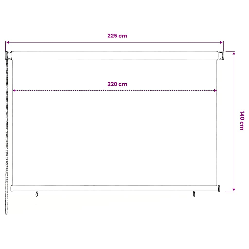 udendørs rullegardin 225 (B) x 140 (H) cm sort