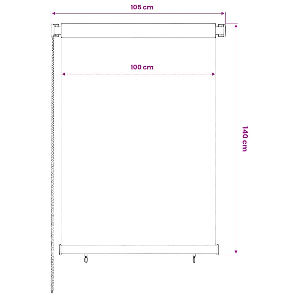 udendørs rullegardin 105 (B) x 140 (H) cm HDPE brun