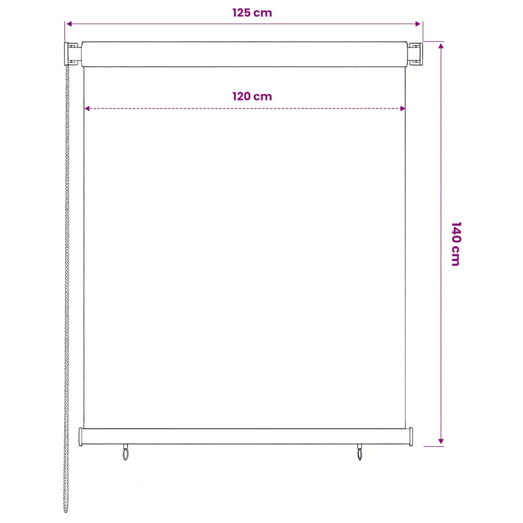 udendørs rullegardin 125 (B) x 140 (H) cm brun