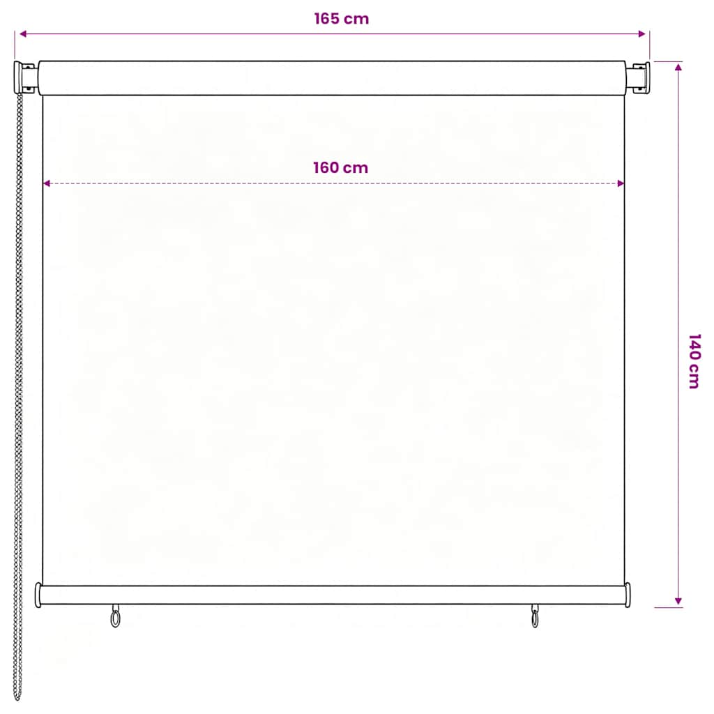 udendørs rullegardin 165 (B) x 140 (H) cm HDPE brun