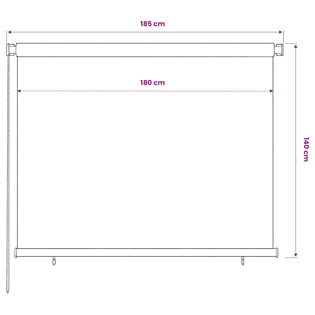 udendørs rullegardin 185 (B) x 140 (H) cm HDPE brun