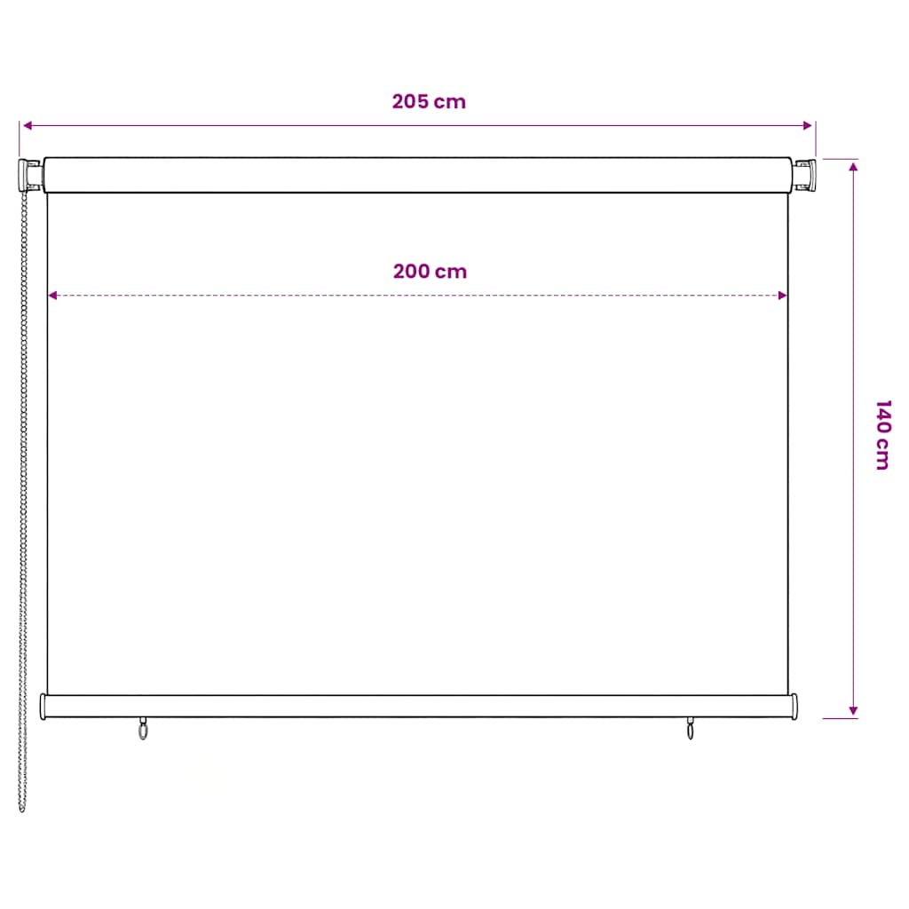 udendørs rullegardin 205 (B) x 140 (H) cm HDPE brun