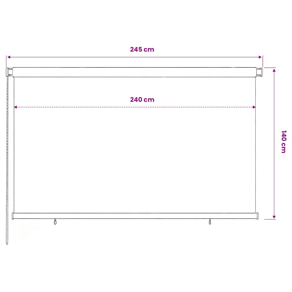 udendørs rullegardin 245 (B) x 140 (H) cm HDPE brun