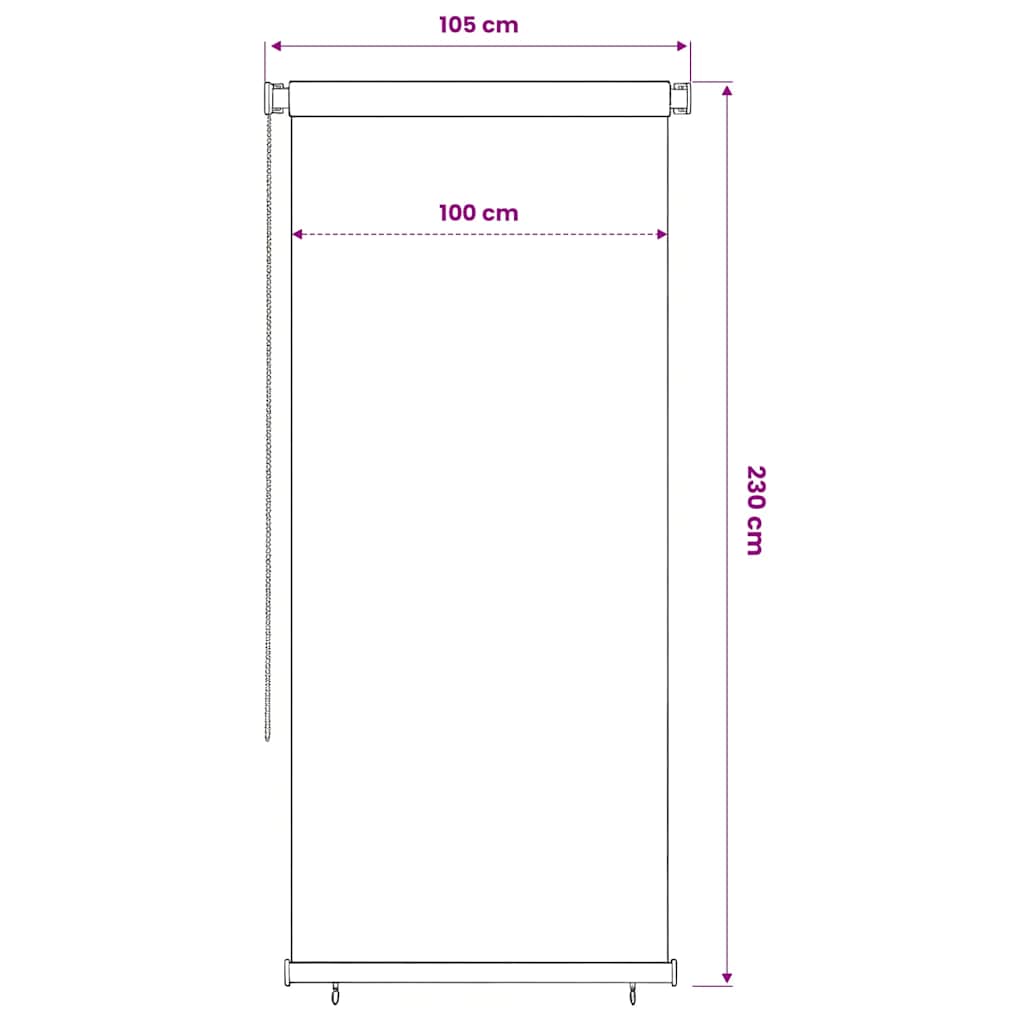 udendørs rullegardin 105 (B) x 230 (H) cm HDPE brun