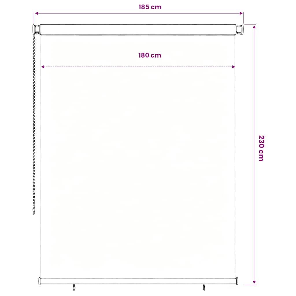 udendørs rullegardin 185 (B) x 230 (H) cm brun