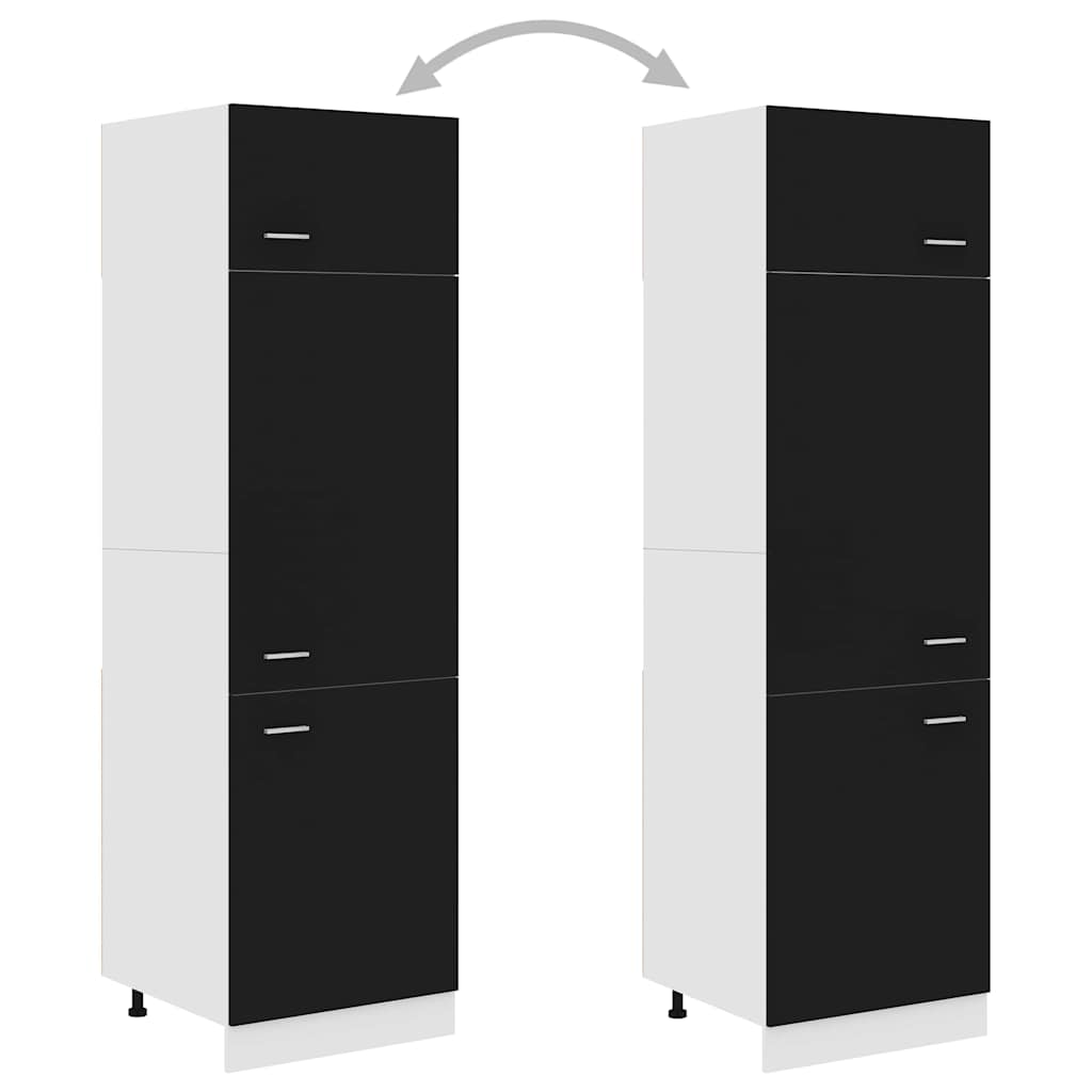 køleskabsskab "Lyon" sort 60x57x207 cm konstrueret træ