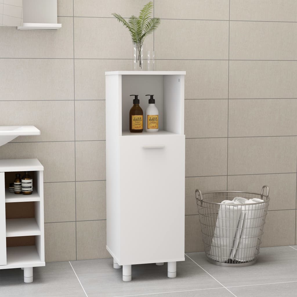 badeværelsesskab 30x30x95 cm konstrueret træ hvid