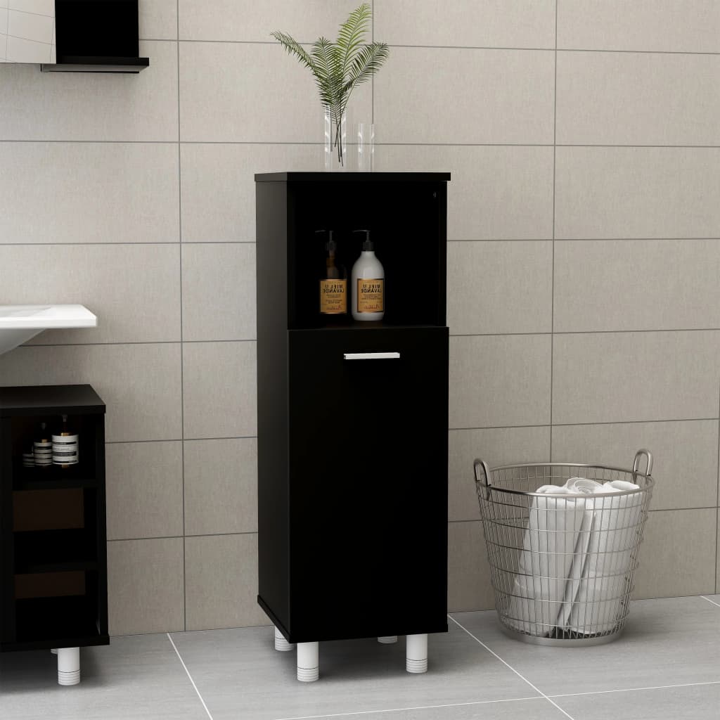 badeværelsesskab 30x30x95 cm konstrueret træ sort