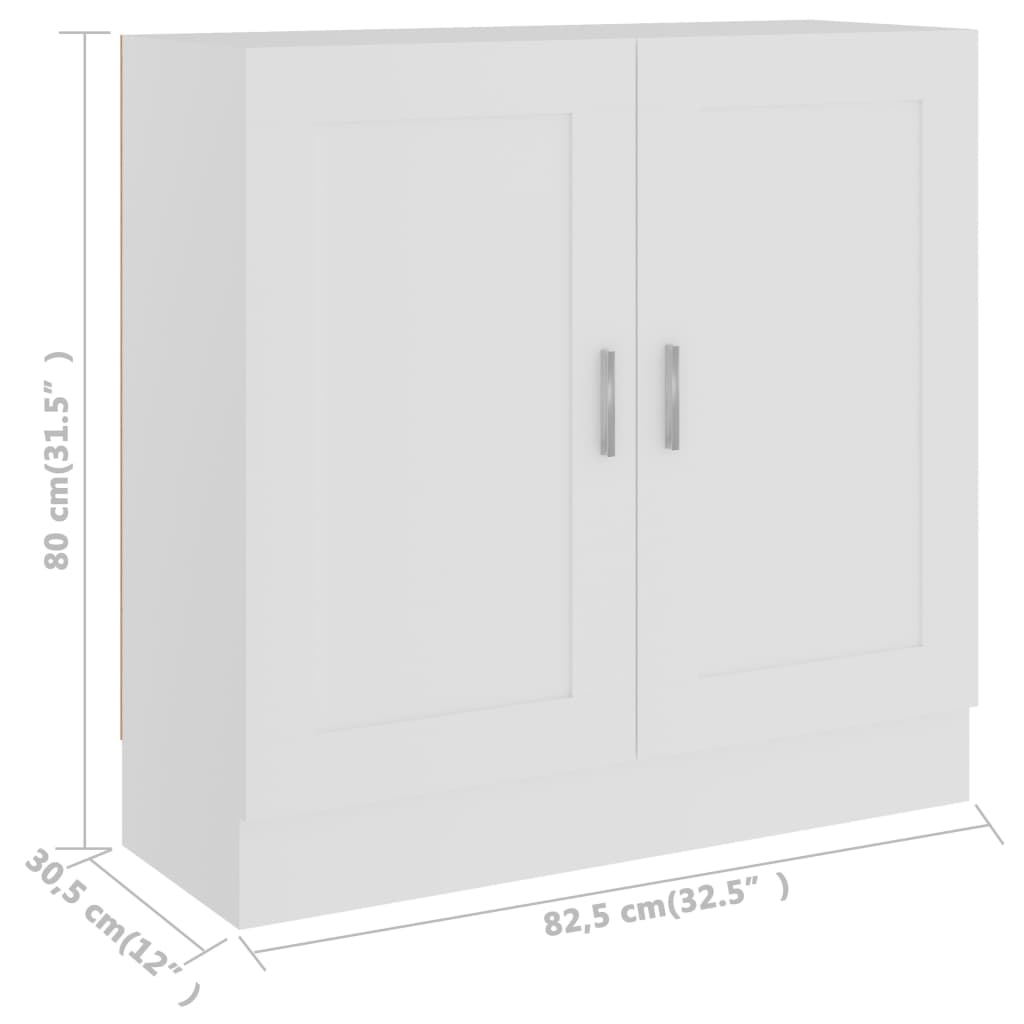 bogskat 82,5x30,5x80 cm konstrueret træ hvid