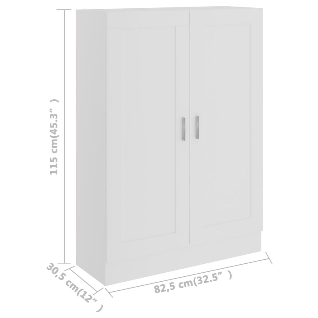 bogskab 82,5x30,5x115 cm konstrueret træ hvid