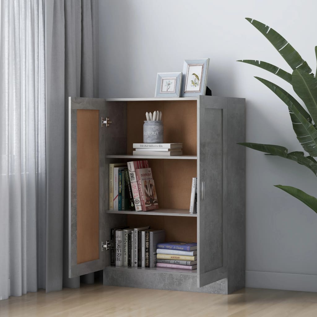 bogskab 82,5x30,5x115 cm konstrueret træ betongrå