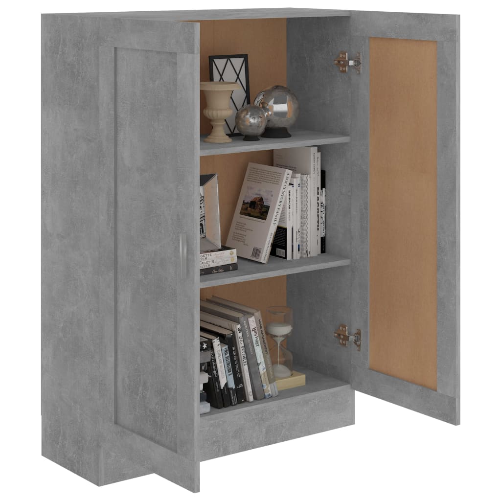bogskab 82,5x30,5x115 cm konstrueret træ betongrå