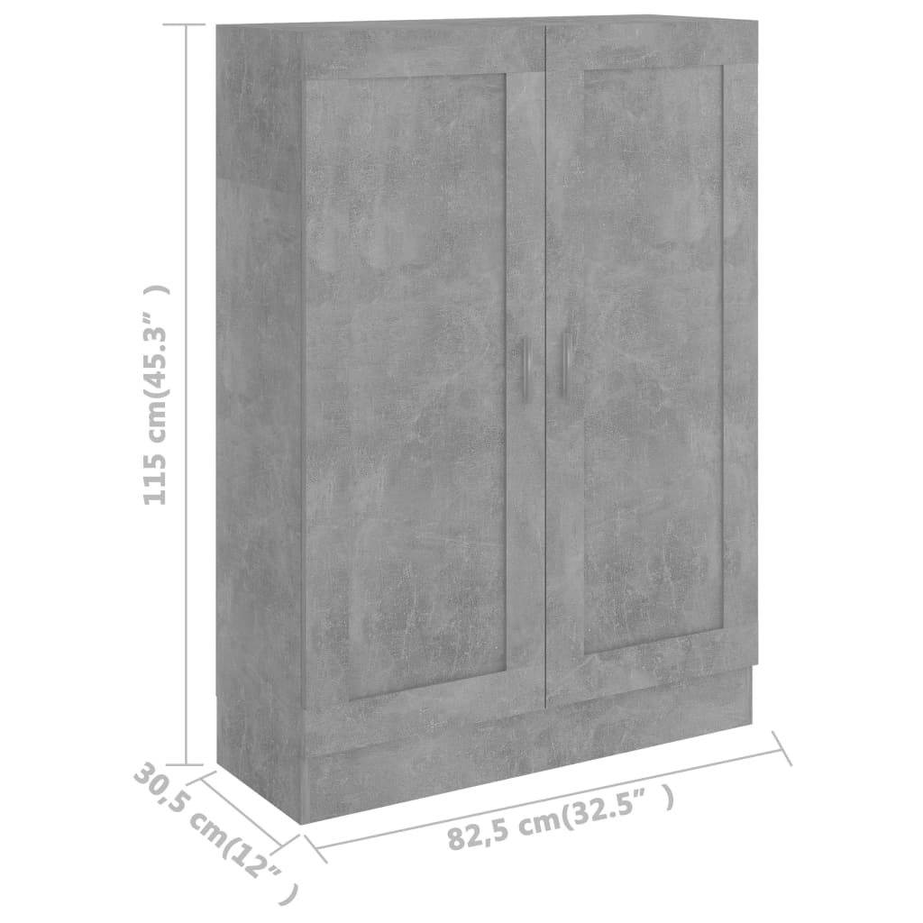 bogskab 82,5x30,5x115 cm konstrueret træ betongrå