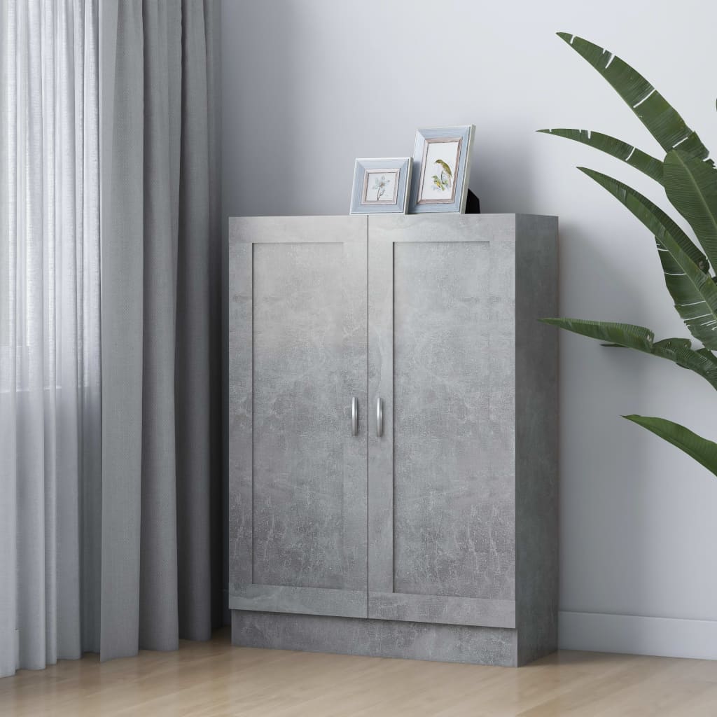 bogskab 82,5x30,5x115 cm konstrueret træ betongrå