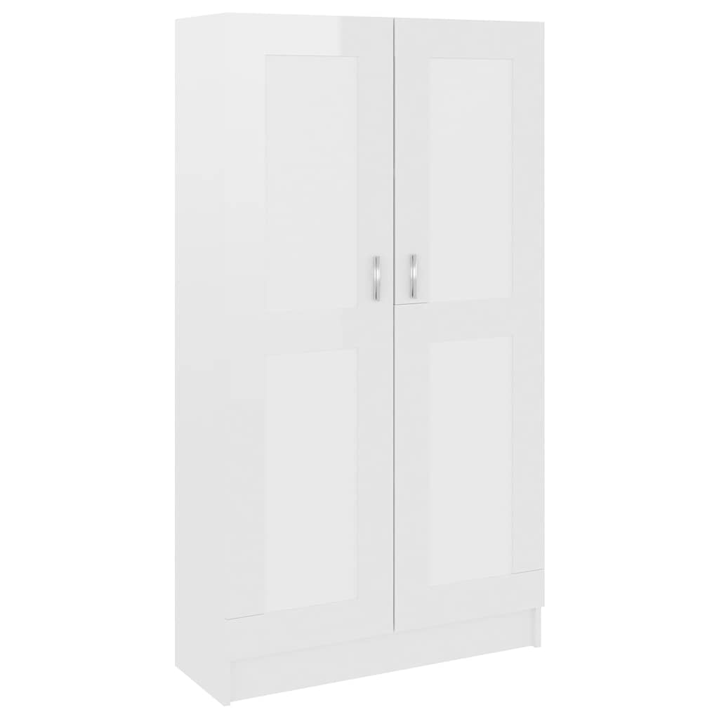bogreol 82,5x30,5x150 cm konstrueret træ hvid højglans