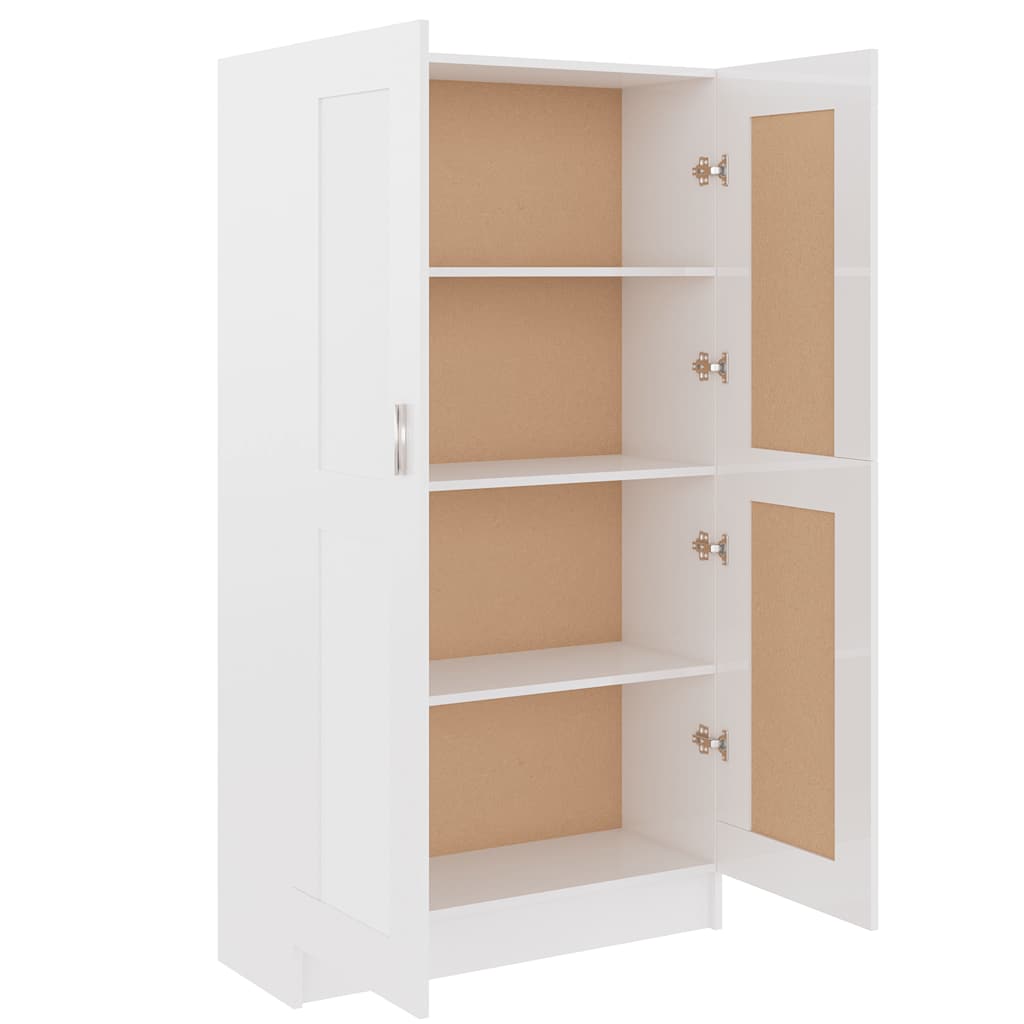 bogreol 82,5x30,5x150 cm konstrueret træ hvid højglans