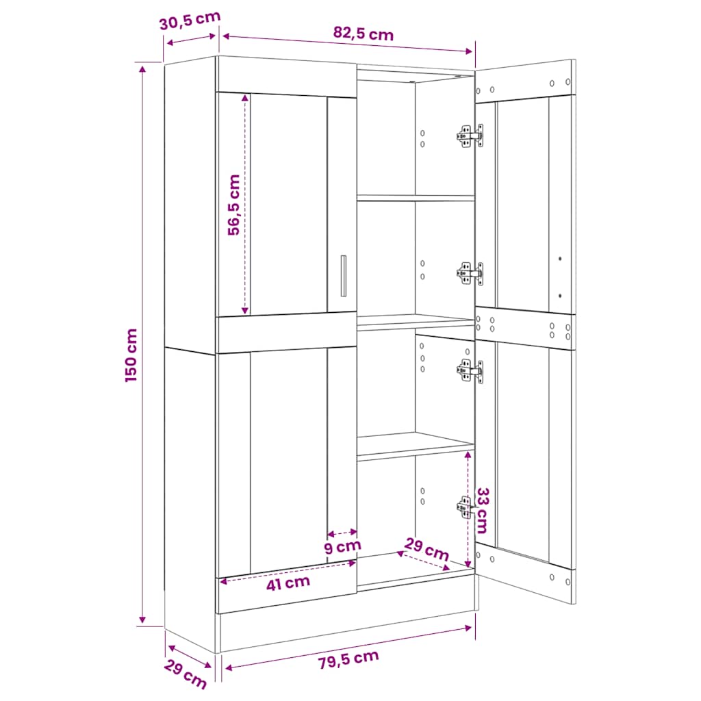 bogreol 82,5x30,5x150 cm konstrueret træ hvid højglans