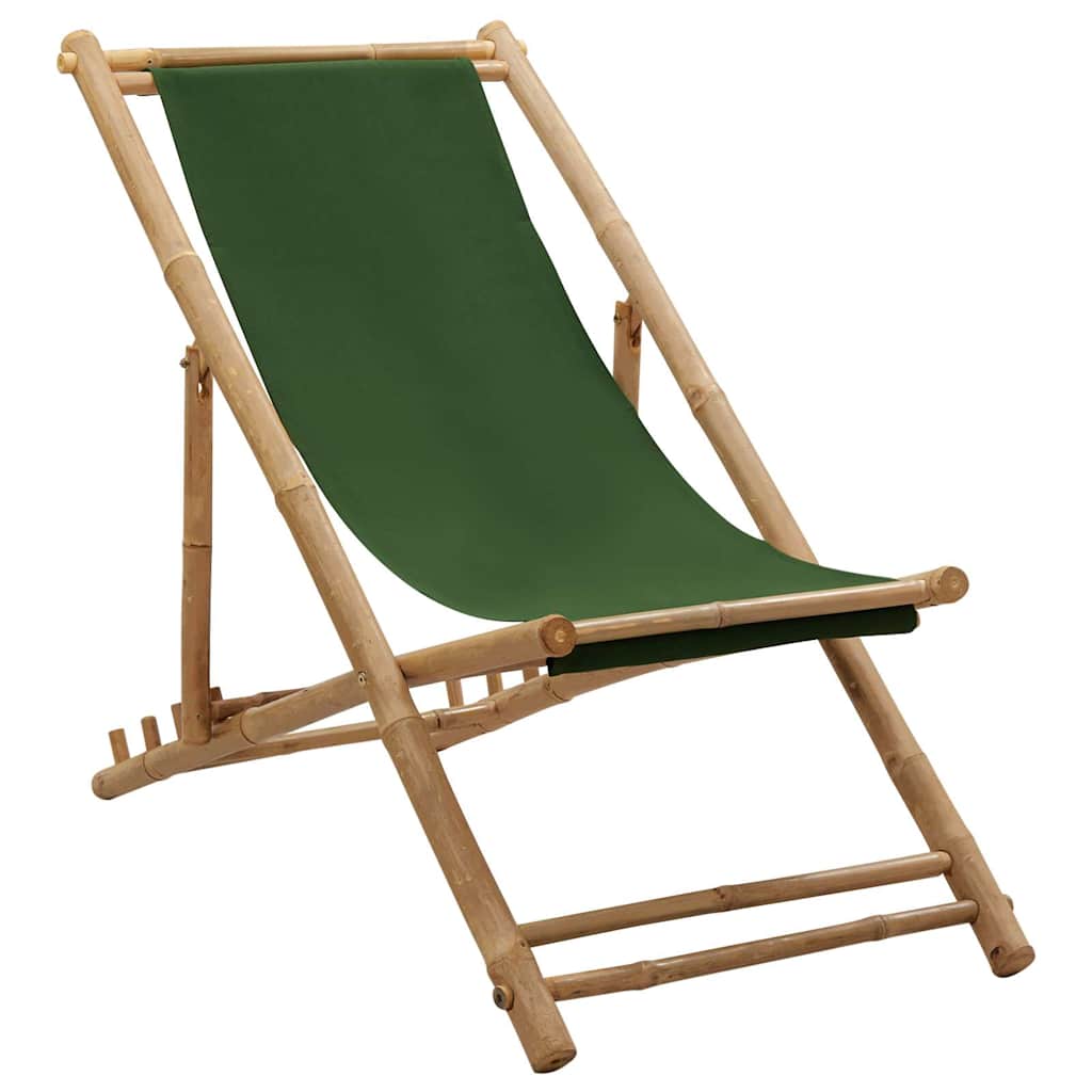 strandstol bambus og lærred grøn