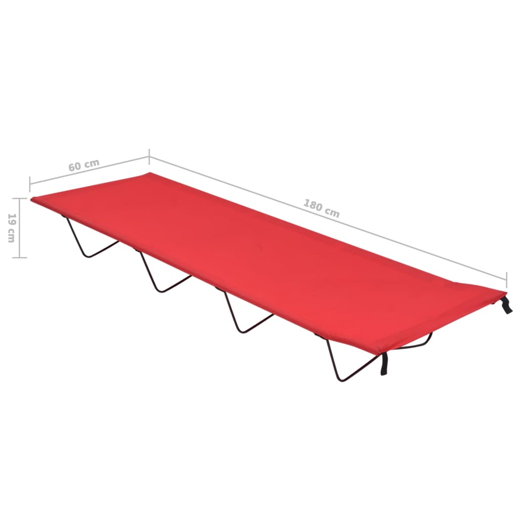 campingseng 180x60x19 cm oxfordstof og stål rød