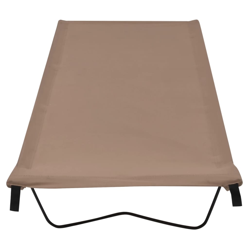campingseng 180x60x19 cm oxfordstof og stål gråbrun