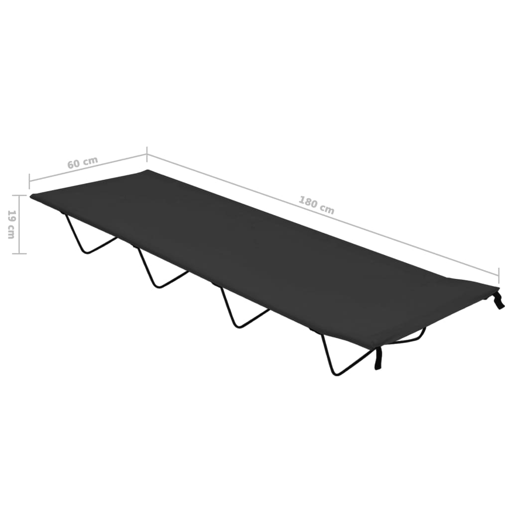 campingsenge 2 stk.180x60x19 cm oxfordstof og stål sort