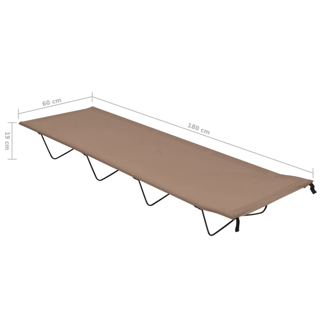 campingsenge 2 stk. 180x60x19 cm oxfordstof og stål gråbrun