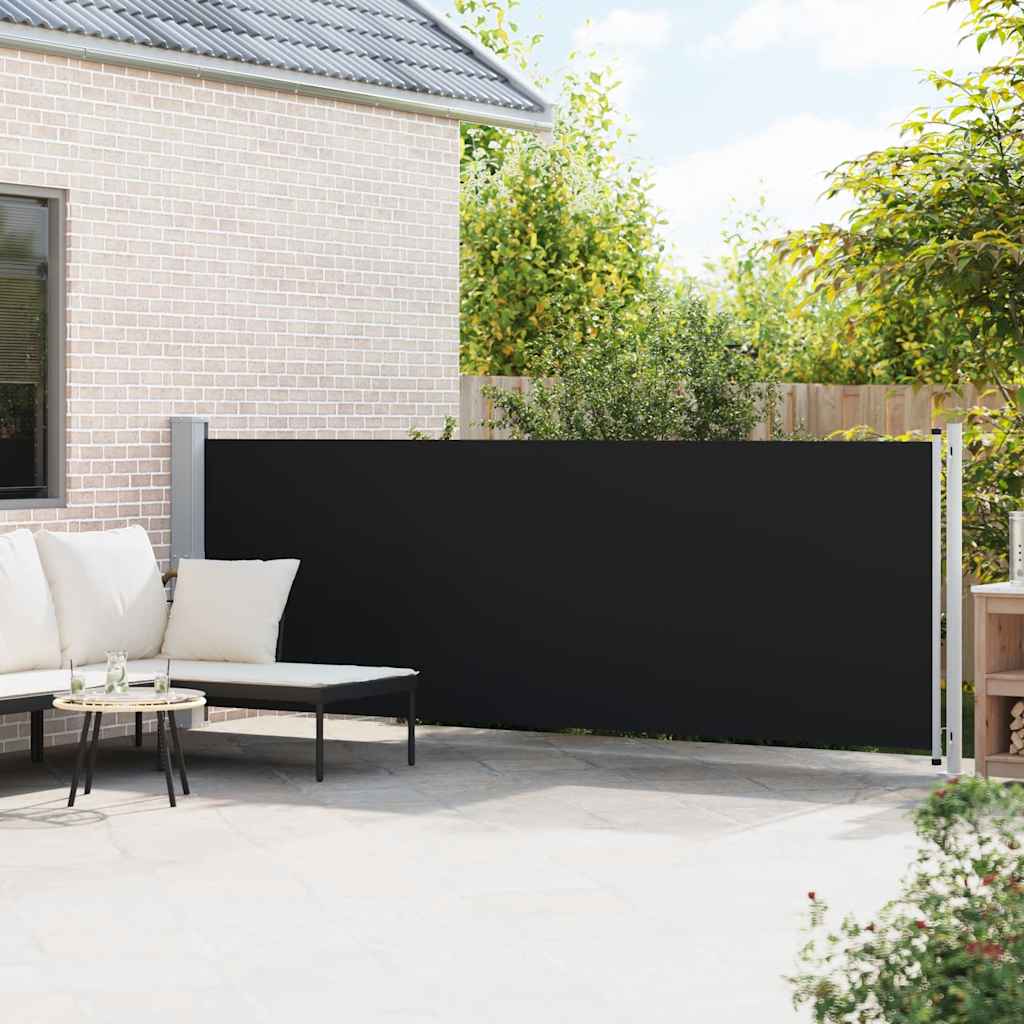 sammenrullelig sidemarkise til terrassen 140x600 cm sort