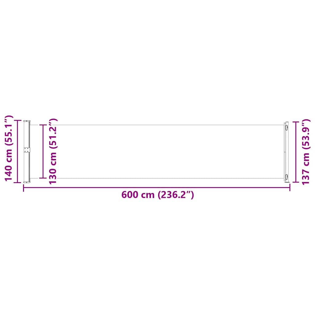 sammenrullelig sidemarkise til terrassen 140x600 cm sort