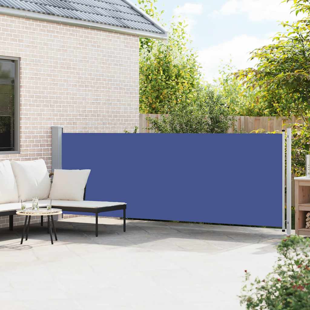 sidemarkise til terrassen 140x600 cm sammenrullelig blå
