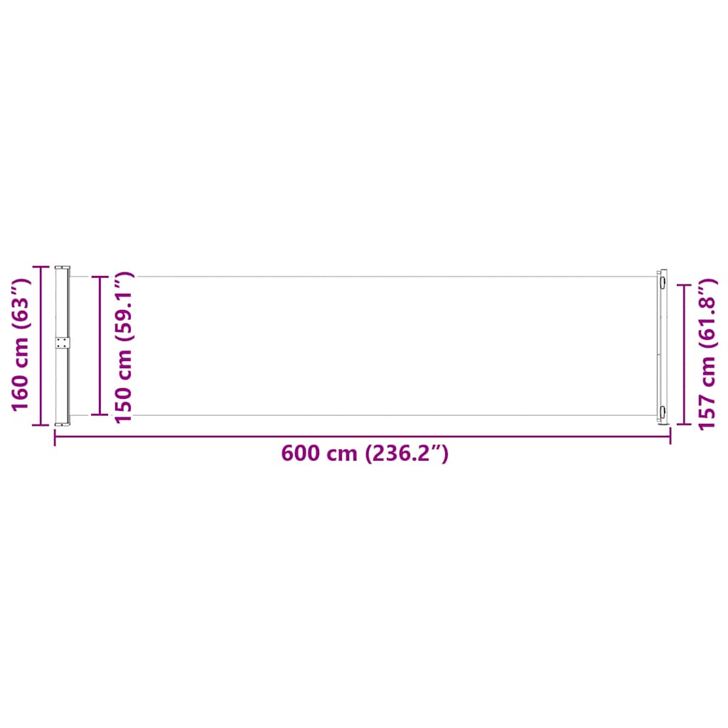 sammenrullelig sidemarkise til terrassen 600x160 cm sort