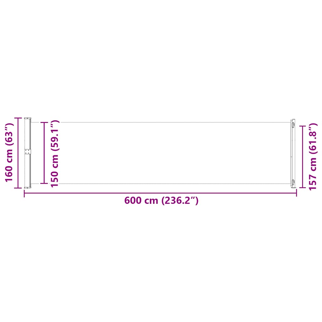 sammenrullelig sidemarkise til terrassen 614x160 cm brun