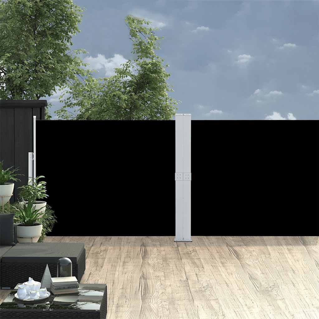 sammenrullelig sidemarkise til terrassen 140x1200 cm sort