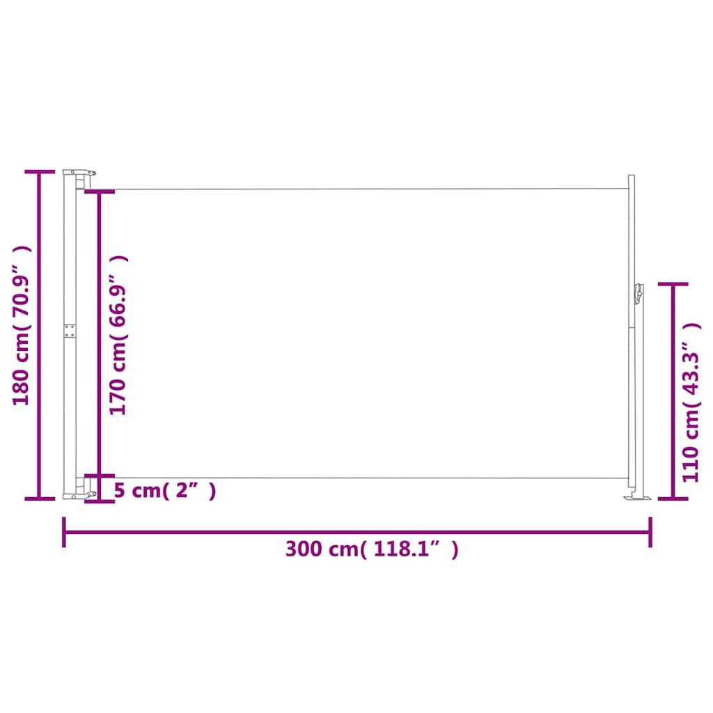 sammenrullelig sidemarkise til terrassen 180x314 cm sort