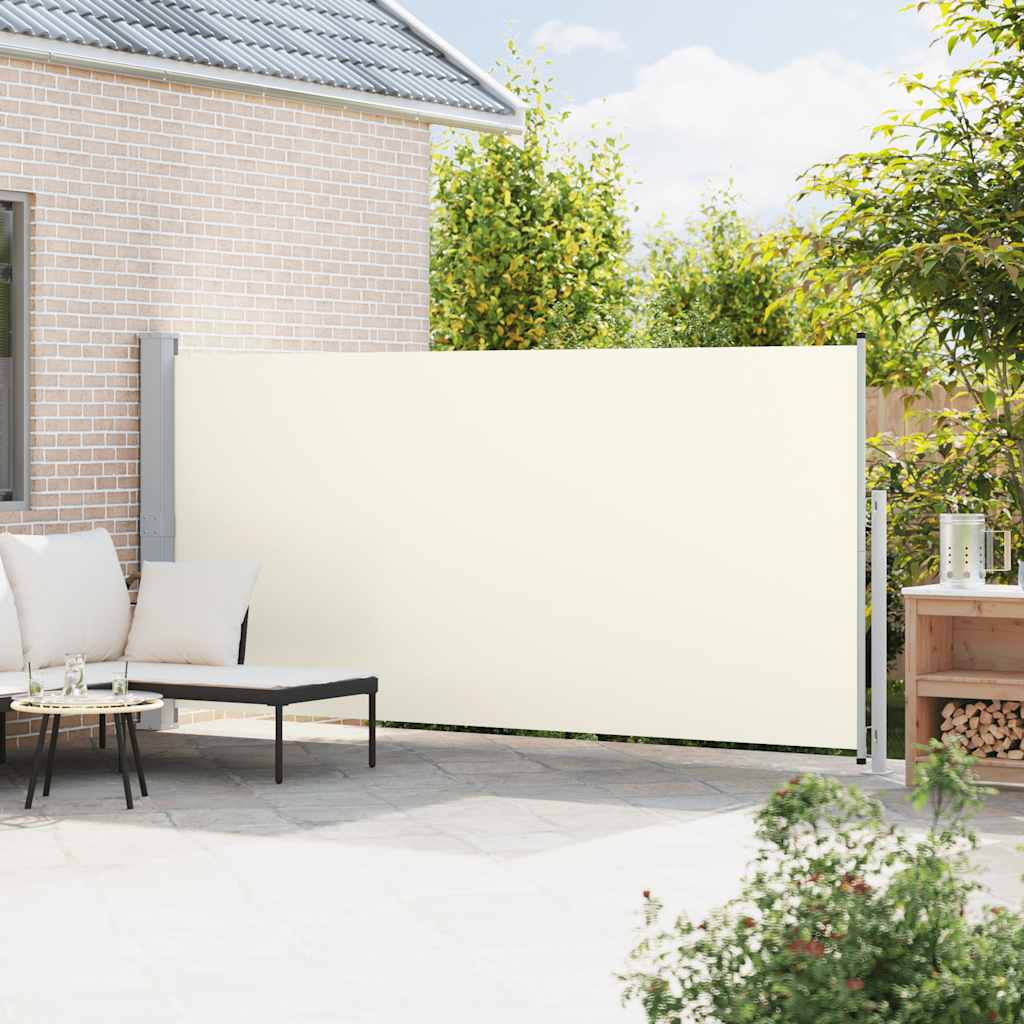 sammenrullelig sidemarkise til terrassen 180x514 cm cremefarvet