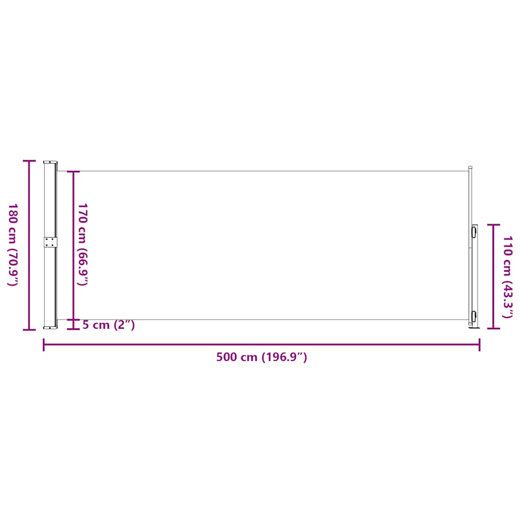 sammenrullelig sidemarkise til terrassen 180x500 cm rød