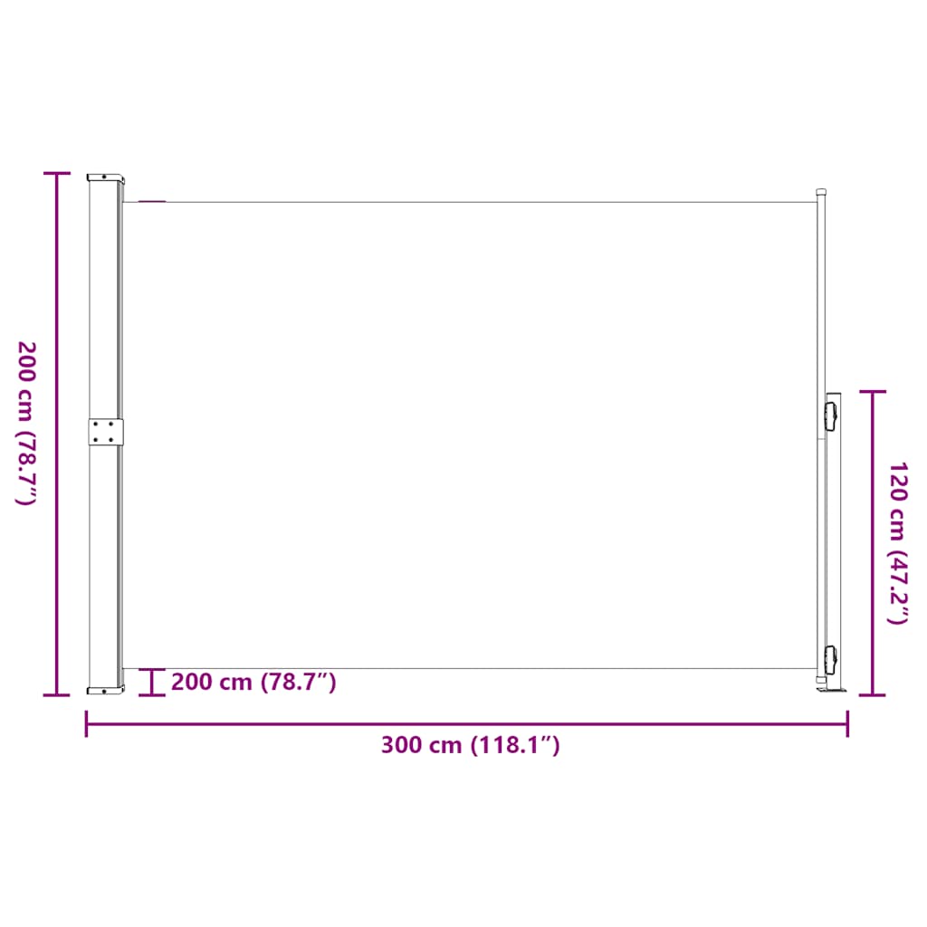 sammenrullelig sidemarkise til terrassen 200x314 cm grå