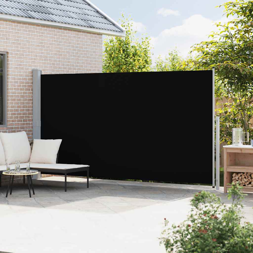 sammenrullelig sidemarkise til terrassen 200x514 cm sort